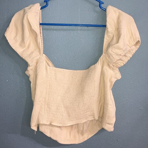 Wilfred Aritzia Women's Cream puff sleeve crop top XL 731 - Picture 2 of 2